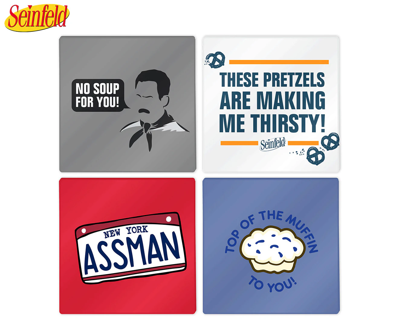 Seinfeld Design Set of 4 Glass Coasters