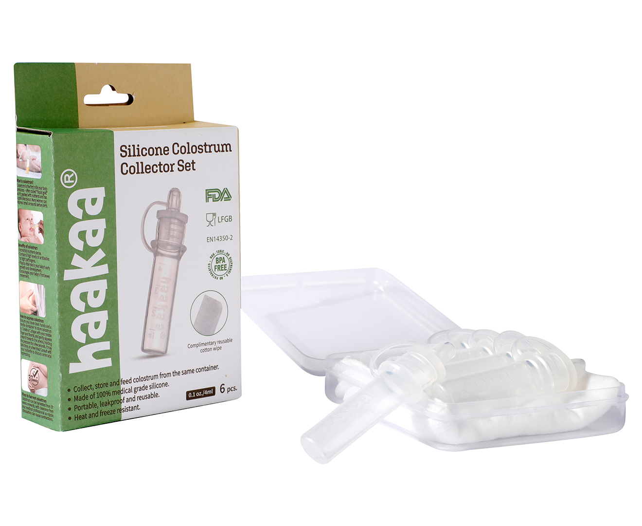 Haakaa Silicone Colostrum Collector Set 4 ml, 6 PK 