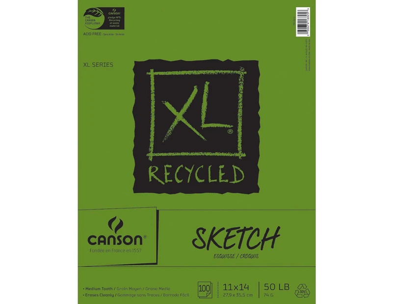 (28cm  x 36cm ) - Pro-Art 457487 Canson XL Recycled Sketch Book 11 in. x 14 in. -100 Sheets