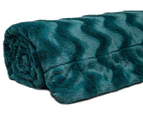 (130cm  x 170cm , Teal) - Chanasya Super Soft Warm Elegant Cosy Fuzzy Fur Fluffy Faux Fur with Sherpa Wavey Pattern Plush Evergreen Teal Throw Blanket (130
