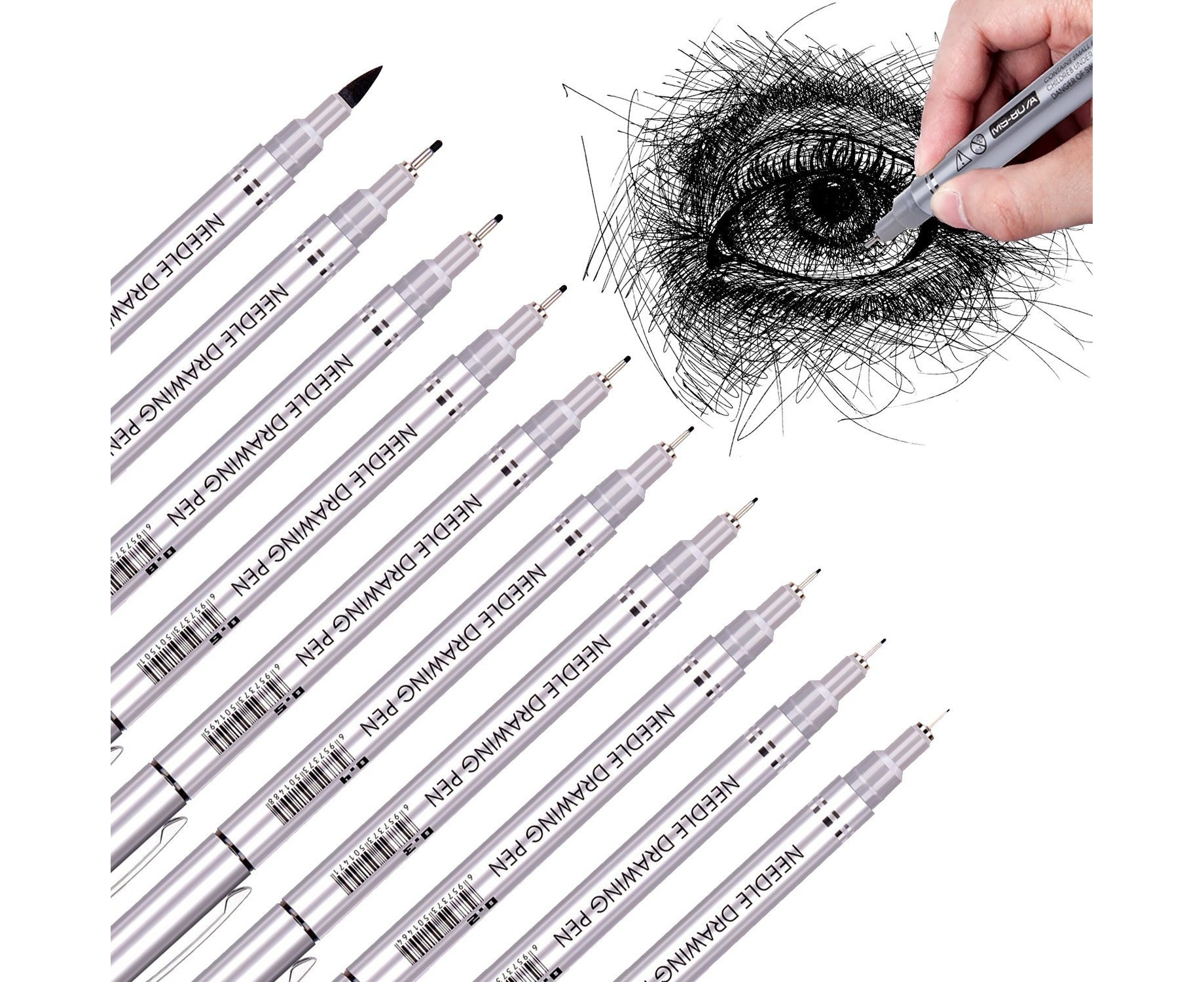 Precision Micro-Line Pens, Set of 9 Black Micro-Pen Fineliner Ink Pens,  Waterproof Archival ink, Multiliner, Sketching, Anime, Artist Illustration,  Technical Drawing, Office Documents 