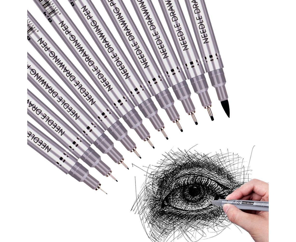 Micro-Line Ultra Fine Point Fineliner Ink Pens - Black Waterproof Archival  ink Liner Pens, Artist Illustration, Office Documents, Scrapbooking,  Technical Drawing, Manga, Sketching, 9/Set