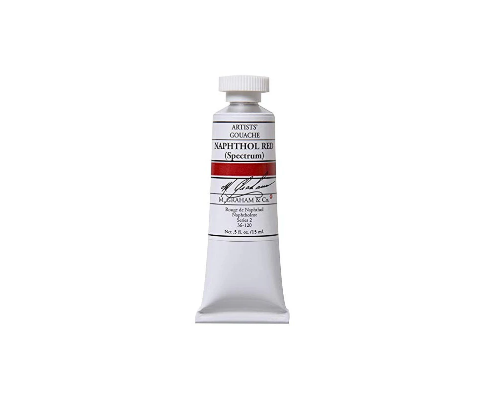 (.5 oz. (15 ml), Naphthol Red (Spectrum)) - M. Graham 30ml Tube Gouache Paint, Naphthol Red, Spectrum