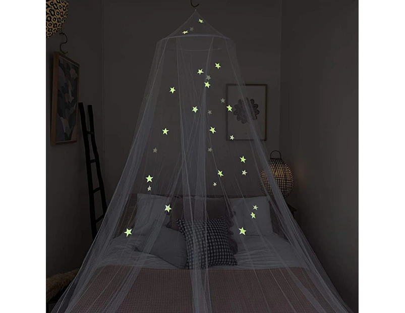 Zeke and Zoey Kids Hanging Bed Canopy for Girls Bed or Boys with Glow in The Dark Stars to fit Full Size Bed. Bed Netting Stars Will Light up Your Child’s