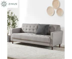 Zinus Benton Mid Century Fabric 3 Seater Sofa Couch Lounge Living Room Furniture - Stone Grey Weave
