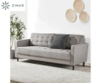 Zinus Benton Mid Century Fabric 3 Seater Sofa Couch Lounge Living Room Furniture - Stone Grey Weave