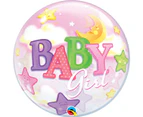 Qualatex 56cm Baby Girl Moon & Stars Bubble Balloon