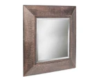 Croc Patterned Metal Framed Square Wall Mirror - Copper Finish