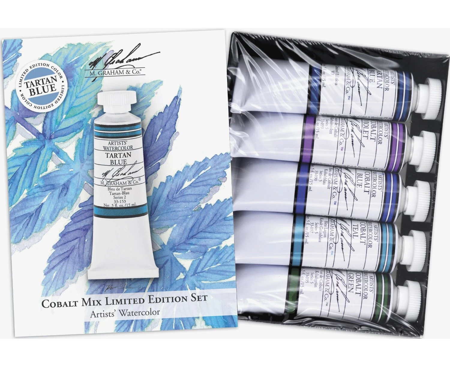 M. Graham Tube Watercolour Paint Cobalt Mix 5-Colour Set, 30ml