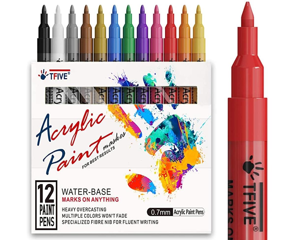 Card Making 18 Colors Mugs Acrylic Paint Marker Pens Permanent Scrapbooking Craft Canvas Acrylic Paint Pens for Rocks Painting Fabric DIY Craft Making Supplies Ceramic Wood Glass 