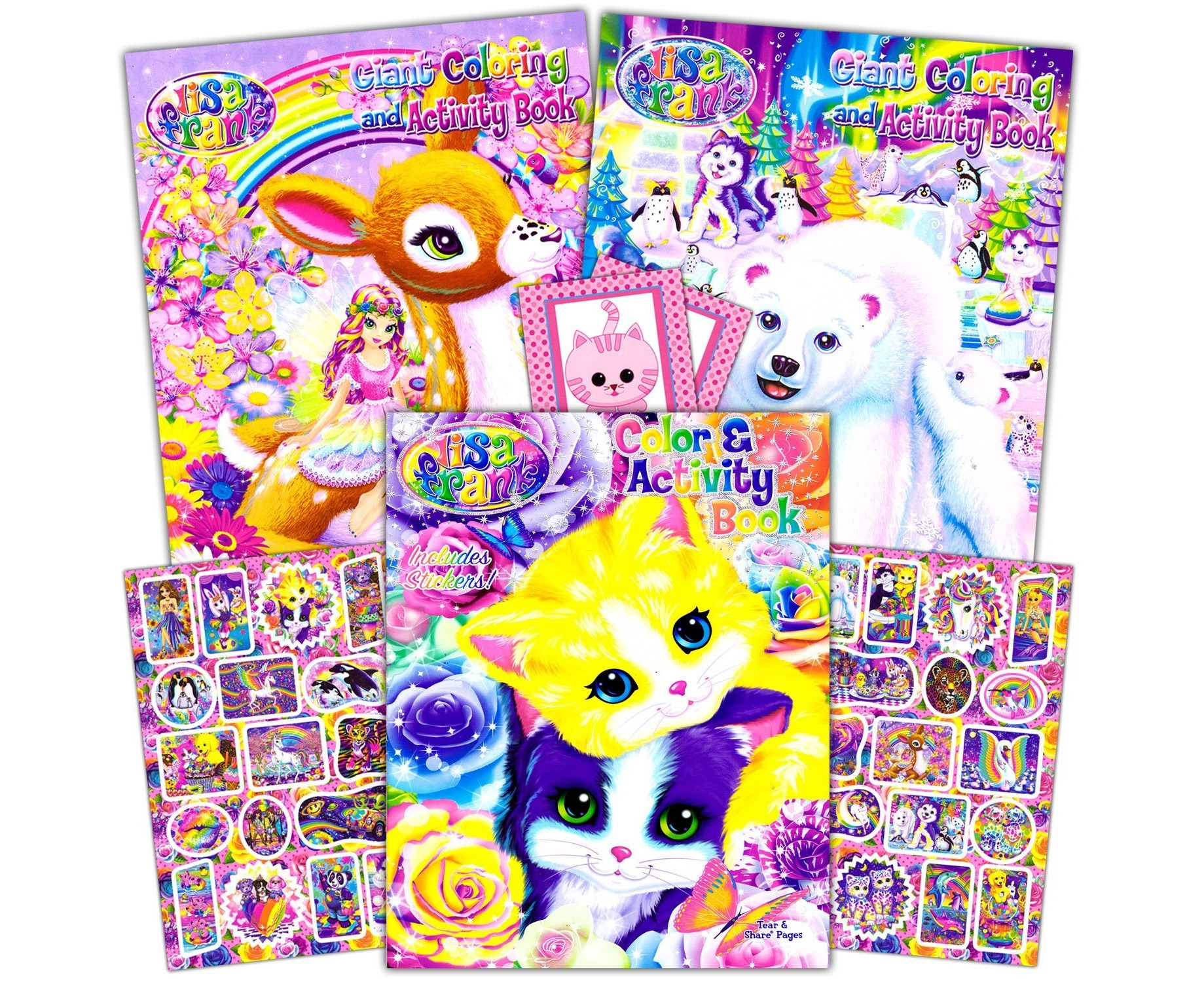 Lisa Frank Coloring Book and Stickers Set - Giant Lisa Frank Coloring and Activ