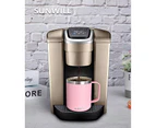 (1 pack, Powder Coated Sakura) - SUNWILL Coffee Mug with Handle, 414ml Insulated Stainless Steel Coffee Travel Mug, Double Wall Vacuum Reusable Coffee Cup