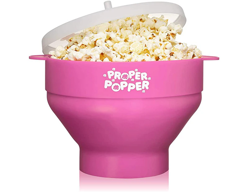 (Pink) - The Original Proper Popper Microwave Popcorn Popper, Silicone Popcorn Maker, Collapsible Bowl BPA Free & Dishwasher Safe - (Pink)