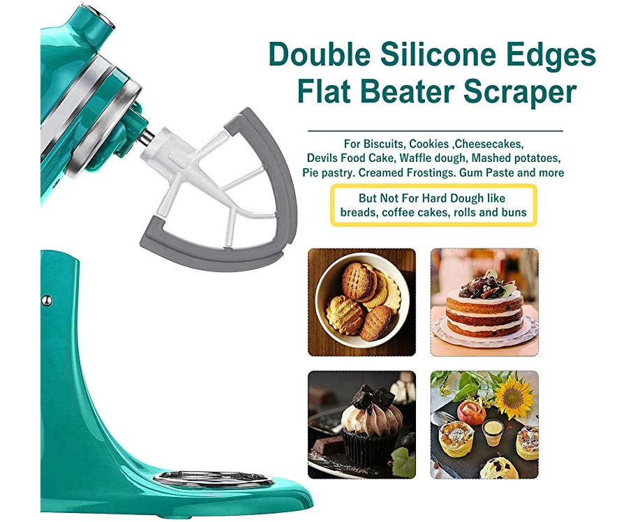 Flex Edge Beater For KitchenAid Mixer 6 Quart Bowl-Lift Stand Mixer Bowls,  Flat Beater Blade With KFE5T Flexible Silicone Edges