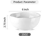 (White) - Joyroom Porcelain 739ml Large Ceramic Bowl Set, Cereal Bowls Microwave And Dishwasher Safe, Soup Bowl Set, for Salad, Soup, Noodle, Fruit and Ric