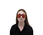 Formula 1 Eyewear Formation Lap Round Aviator Sunglasses - Shiny Black Frame with Flash Red Anti Reflection Lens