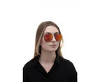 Formula 1 Eyewear Blind Curve Aviator Sunglasses - Shiny Gun Frame with Flash Red Anti Reflection Lens