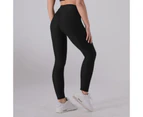 Women's Jacquard Leggings - Stretchy High Waist Yoga Pants Tummy Control Workout - Black