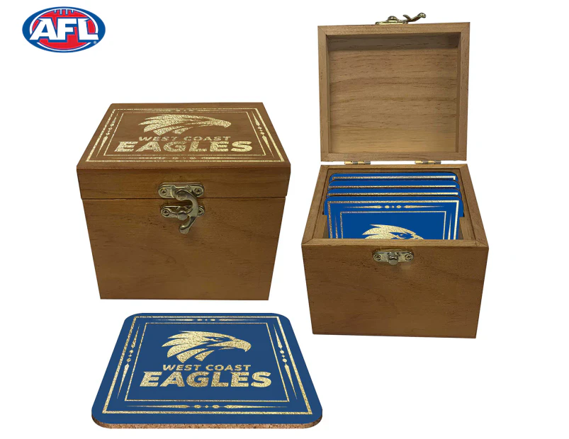 Set of 4 AFL West Coast Eagles Cork Coasters In Case Box