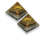 Crystal Wonderland Golden Citrine Clear Quartz Point Generator Orgonite Pyramid