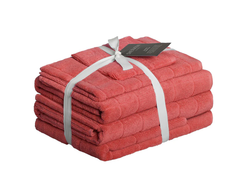 5pc Sheraton Luxury Towel Set Subway Cotton Bath Towel/Mat/Face Washer Coral