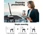 Fortia Desk Riser 74cm Wide Adjustable Sit to Stand for Dual Monitor, Keyboard, Laptop, Black