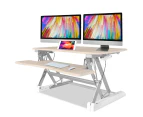 Fortia Desk Riser 90cm Wide Adjustable Sit to Stand for Dual Monitor, Keyboard, Laptop, Beech