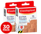 2 x 15pk Elastoplast Extra Tough Waterproof Strips Assorted