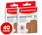 2 x 20pk Elastoplast Sensitive Plasters Medium