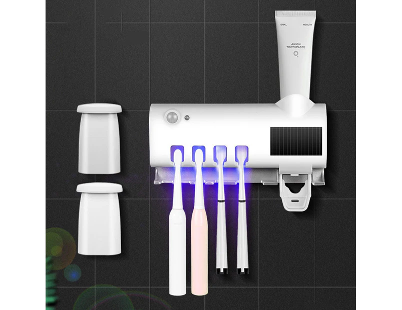 UV Toothbrush Holder with Wall Mount Sticker-White