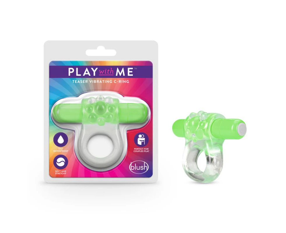 Play With Me Teaser Vibrating Green Cock Ring