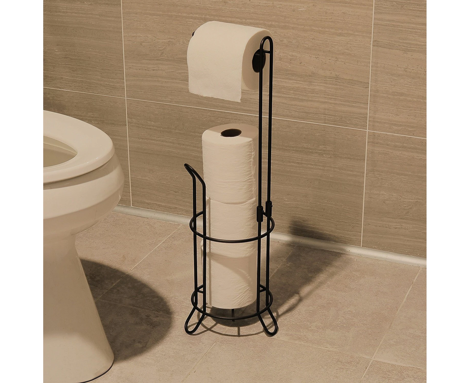 (Bronze) - SImpleHouseware Bathroom Toilet Tissue Paper Roll Storage Holder Stand, Bronze