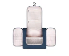 Multi-Compartment Hanging Waterproof Toiletry Bag Travel Organizer-Dark blue