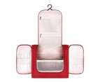 Multi-Compartment Hanging Waterproof Toiletry Bag Travel Organizer-Red