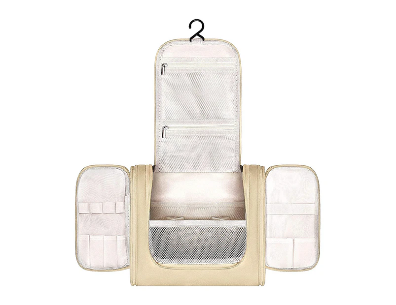 Multi-Compartment Hanging Waterproof Toiletry Bag Travel Organizer-Khaki