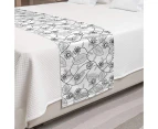 (King, Grey White) - Lunarable Grey and White Bed Runner, Abstract Pattern with Raspberry Plants Flowers Leaves, Decorative Accent Bedding Scarf for Hotels