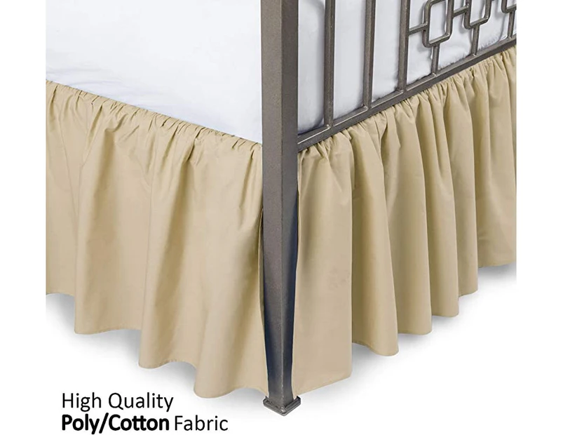 (Twin XL - 46cm  Drop, Stone) - Ruffled Bed Skirt with Split Corners - Twin XL, Stone, 46cm Drop Bedskirt (Available in and 16 Colours) - Blissford