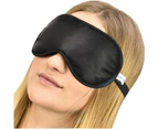 (Black) - 100% Pure Silk Filled Eye Mask/Sleeping Mask Sleep Mask - Black