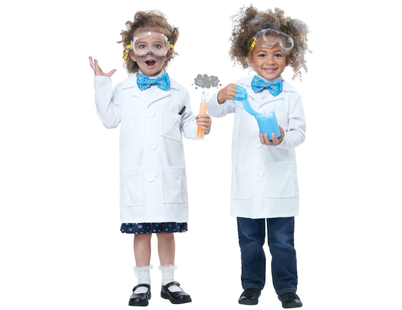 Lil Scientist Inventor Lab Coat Einstein Unisex Toddler Girls Boys Costume - White