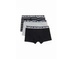 3 x Bonds Mens Everyday Trunks Underwear Black Stripe/Grey/Black Cotton/Elastane - Black Stripe/Grey/Black