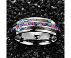(Abalone Shell+purple Opal, N 1/2) - NUNCAD Men's 8mm Tungsten Carbide Ring Real Blue Opal and Abalone Shell/Koa Wood Wedding Engagement Ring Band Size N½
