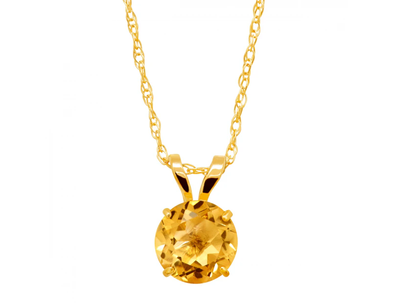 (citrine) - Round-Cut Solitaire Pendant Necklace in 10K Gold