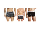 6 x Bonds Mens Guyfront Trunks Underwear Black / Grey Stripe Cotton/Elastane - Black / Grey Stripe