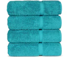 (Bath Towel - Set of 4, Aqua) - Chakir Turkish Linens Hotel & Spa Quality, Highly Absorbent 100% Cotton Turkish Towel Set (Bath Towel - Set of 4, Aqua)