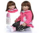 (Girl) - iCradle Realistic Looking 24inch 60cm Reborn Toddler Fridolin Soft Silicone Bebe Doll Reborn Princess Long Hair Doll Toy for Ages 3+ (Girl)