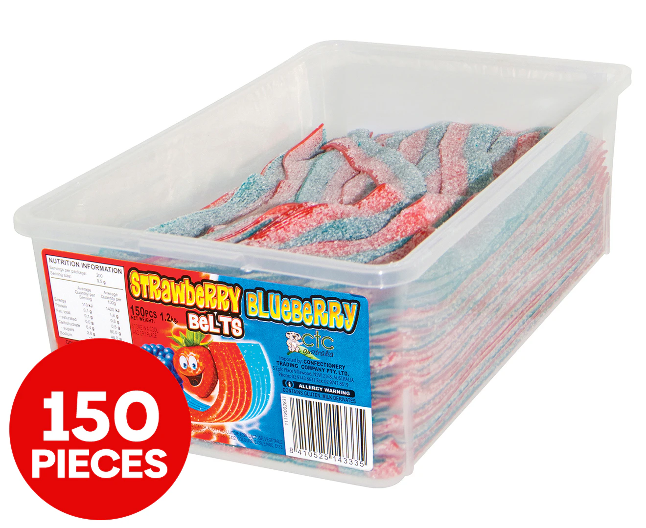 Fini Strawberry Blueberry Belt Lollies 150pk