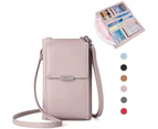 (A-pink) - Small Leather Shoulder Bag, Crossbody Bag CellPhone Wallet Purse Lightweight Crossbody Handbags for Women