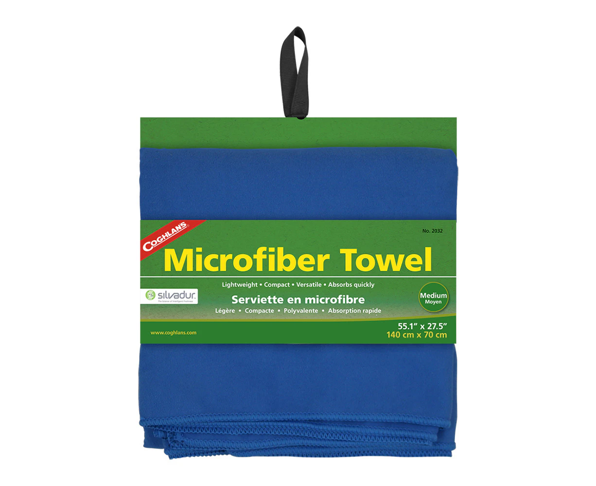 Coghlans Microfibre Absorbent 140x70cm Towel Swimming/Camping Cloth Medium Blue