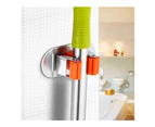 (2 Pcs) - Mop and Broom Holder 2 Pcs Broom Rack Stainless Steel with 3M Self Adhesive Wall Mounted Mop Organiser Storage Clip Multi-Used For Garage Kitchen