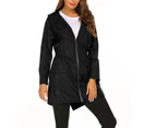 Strapsco Rain Jackets Womens Lightweight Hooded Waterproof Outdoor Hiking Clothes-Black-HYY0726